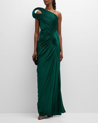 Infinite Sculpted One-Shoulder Draped Gown