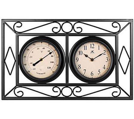 Infinity Instruments 11.5" Side-by-Side Clock/T hermometer