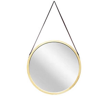 Infinity Instruments 18" Round Wall Mirror, Lig ht Wood Frame