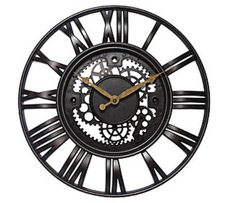 Infinity Instruments Roman Gear Silver 15" Wall Clock