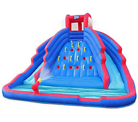 Inflatable Water Park with Climbing Wall and Du al Slides