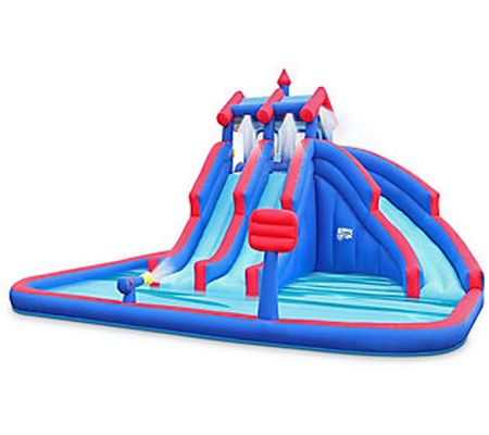 Inflatable Water Park with Large Slides and Bas ketball Hoop
