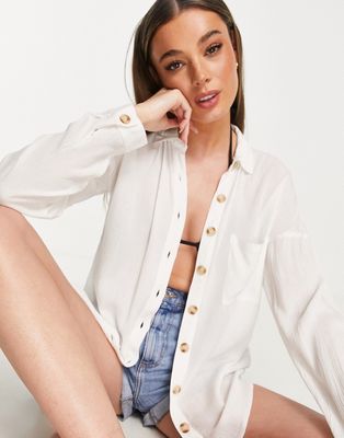 Influence cheesecloth beach shirt in white