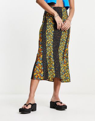 Influence midi skirt in mixed floral print-Multi