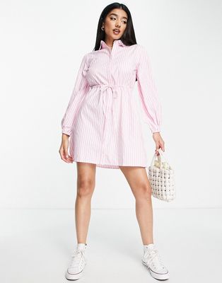 Influence mini shirt dress in pink gingham