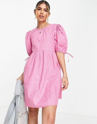 Influence mini smock dress in pink floral