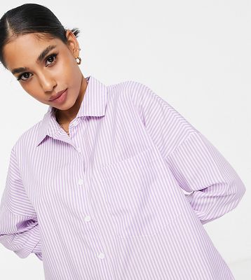 Influence Petite poplin shirt in lilac stripe-Purple