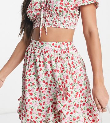 Influence Tall mini wrap skirt in floral print - part of a set-Multi