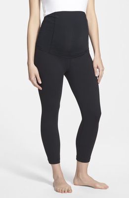 Ingrid & Isabel Active Maternity Capri Pants with Crossover Panel in Jet Black