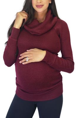 Ingrid & Isabel Cowl Neck Maternity Sweater in Tawny Port