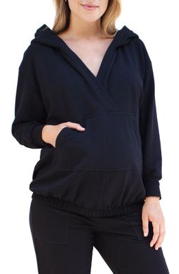 Ingrid & Isabel Cozy Maternity/Nursing Hoodie in Black