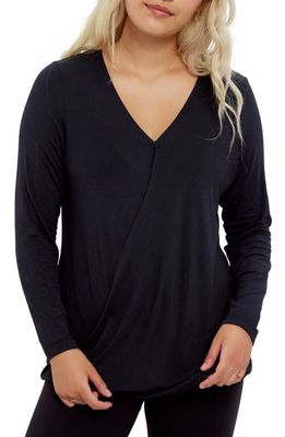 Ingrid & Isabel Cross Front Maternity & Nursing Top in Black
