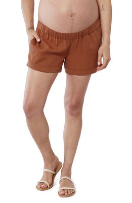 Ingrid & Isabel Elastic Waist Maternity Shorts in Ginger Bread