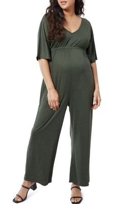 Ingrid & Isabel Everywhere Wide Leg Maternity Jumpsuit in Olive