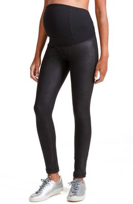 Ingrid & Isabel Faux Leather Maternity Leggings in Jet Black