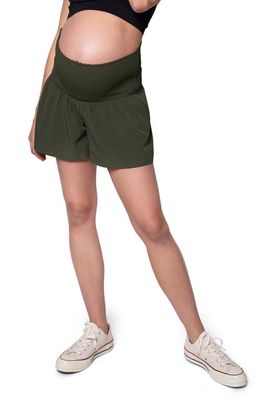 Ingrid & Isabel Ingird & Isabel EveryWear Smocked Maternity Shorts in Olive