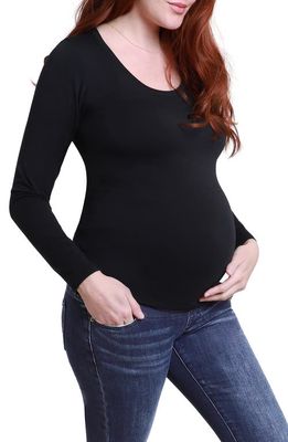 Ingrid & Isabel Maternity Long Sleeve Scoop Neck T-Shirt in Black
