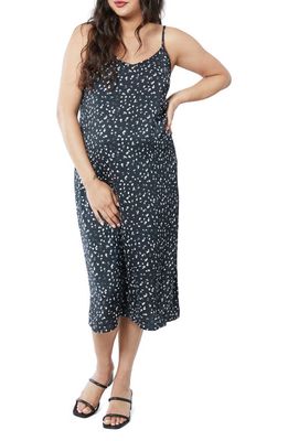 Ingrid & Isabel Maternity Satin Slipdress in Black And White Dot