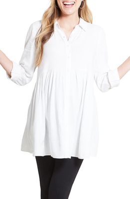 Ingrid & Isabel Peplum Button Front Maternity Top in White