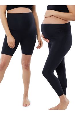 Ingrid & Isabel® 2-Pack Maternity 7/8 Leggings & Bike Shorts in Black
