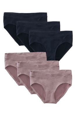 Ingrid & Isabel® 6-Pack Seamless Maternity Briefs in Black/Mauve 