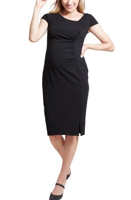 Ingrid & Isabel® Asymmetrical Neck Maternity Dress in Black