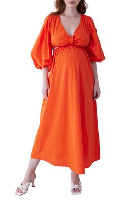 Ingrid & Isabel® Cutout Cotton Maternity Maxi Dress in Tangerine Tango