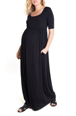 Ingrid & Isabel® Elbow Sleeve Maternity Maxi Dress in Black