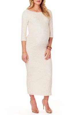 Ingrid & Isabel® Lace Column Maternity Maxi Dress in Ivory