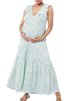 Ingrid & Isabel® Ruffle Tiered Maternity Maxi Dress in Sage Waves