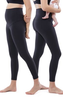 Ingrid & Isabel® Set of 2 Postpartum Light Compression Leggings in Black /Black