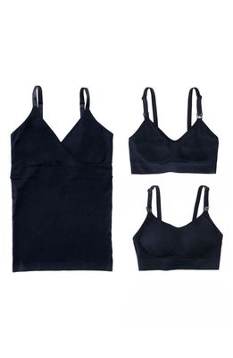 Ingrid & Isabel® Set of 3 Nursing Bras & Camisole Set in Black /Black