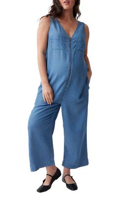 Ingrid & Isabel® Zip Chambray Maternity Jumpsuit in Medium Wash Chambray 