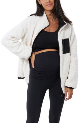 Ingrid & Isabel Reversible Faux Shearling Maternity Jacket in Natural Black