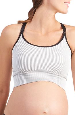 Ingrid & Isabel Seamless Active Maternity/Nursing Bra in Black White Combo