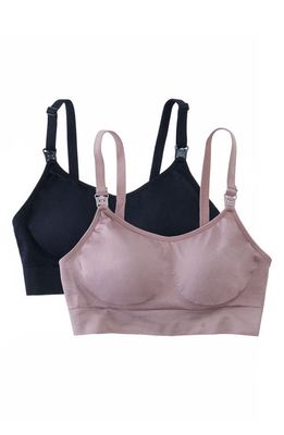 Ingrid & Isabel Set of 2 Drop Cup Nursing Bras in Black /Mauve