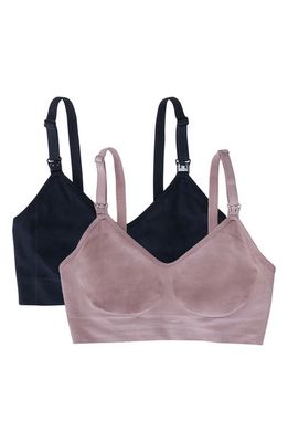 Ingrid & Isabel Set of 2 Nursing/Pumping Bras in Black /Mauve