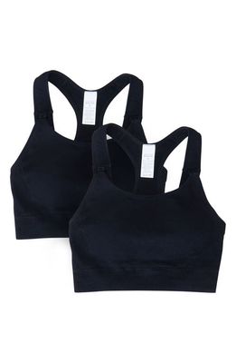 Ingrid & Isabel Set of 2 Nursing Sports Bras in Black /Black