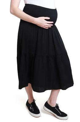 Ingrid & Isabel Smocked 2-in-1 Maternity Skirt in Black