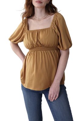 Ingrid & Isabel Square Neck Smocked Maternity Top in Medallion