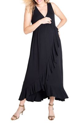 Ingrid & Isabel Surplice Maternity Maxi Dress in Black
