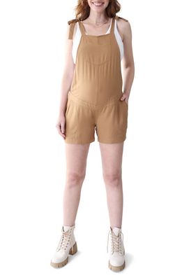 Ingrid & Isabel Tie Strap Maternity Shortalls in Cappuccino