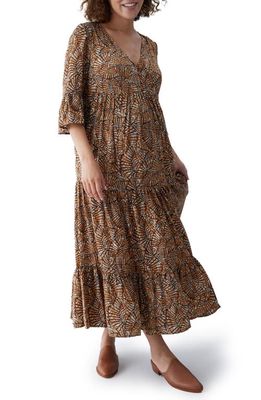 Ingrid & Isabel Tiered Maternity/Nursing Dress in Butterfly Print