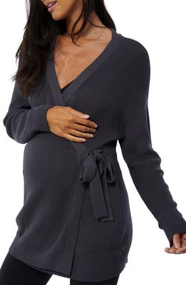 Ingrid & Isabel Wrap Maternity/Nursing Sweater in Asphalt