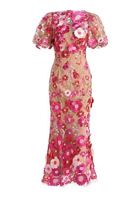 Ingrid Floral-Embroidered Midi-Dress