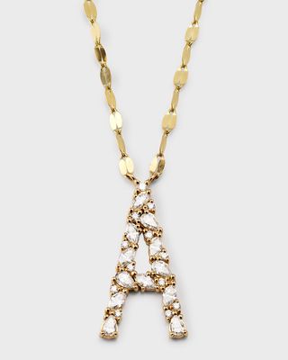 Initial Block Letter A Diamond Necklace