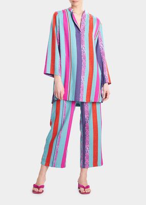 Inju Cropped Striped Pajama Set