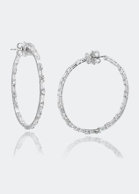 Inside-Outside Diamond Hoop Earrings, 2"L
