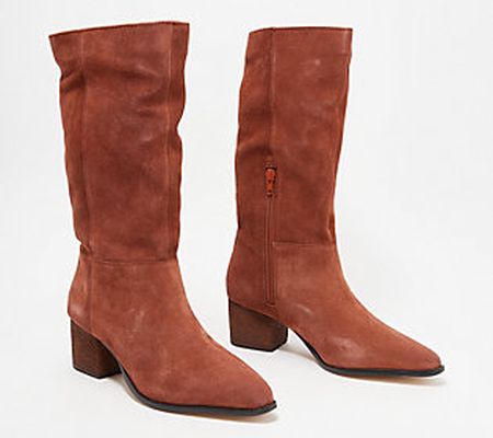 INTENTIONALLY BLANK Leather or Suede Mid Shaft Heeled Boots