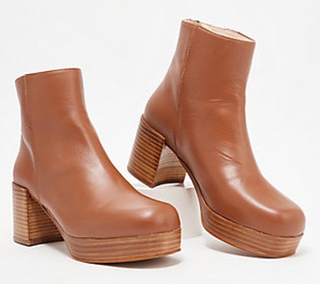 INTENTIONALLY BLANK Leather Stacked Heel Ankle Boots - Speed